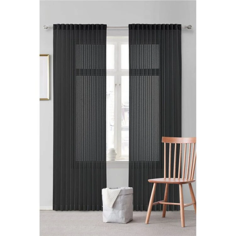 Dri Glo Slub Sheer Curtain 140x230 Charcoal 140 X 230 Cm 4 Dri Glo Slub Sheer Curtain 140x230 Charcoal 140 X 230 Cm - Image 2