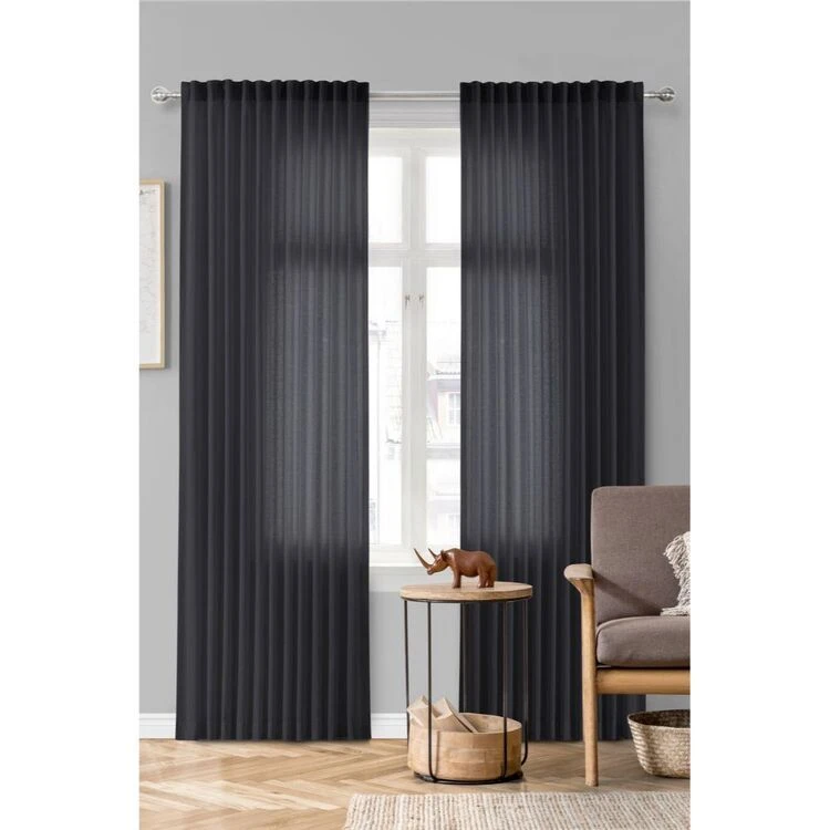 Dri Glo Linen Cotton Sheer Curtain 140x230 Charcoal 140 X 230 Cm 4 Dri Glo Linen Cotton Sheer Curtain 140x230 Charcoal 140 X 230 Cm - Image 2