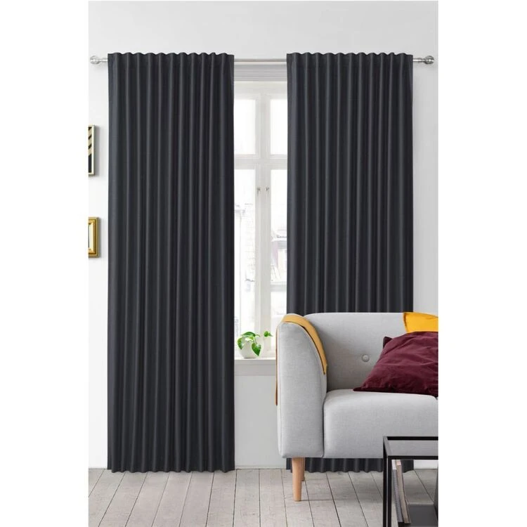 Dri Glo Slub Sheer Blockout Curtain 140x230 Charcoal 140 X 230 Cm 4 Dri Glo Slub Sheer Blockout Curtain 140x230 Charcoal 140 X 230 Cm - Image 2