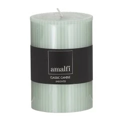 Amalfi Ribbed Unscented Pillar Candle Green