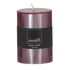 Amalfi Ribbed Unscented Pillar Candle Burgandy