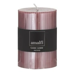 Amalfi Ribbed Unscented Pillar Candle Pink