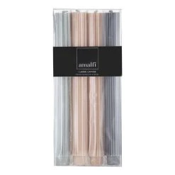 Amalfi Ribbed Dinner Candles Set Of 4 Blue/White/Grey/Taupe