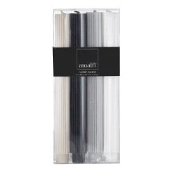 Amalfi Ribbed Dinner Candles Set Of 4 Blue/White/Grey/Taupe