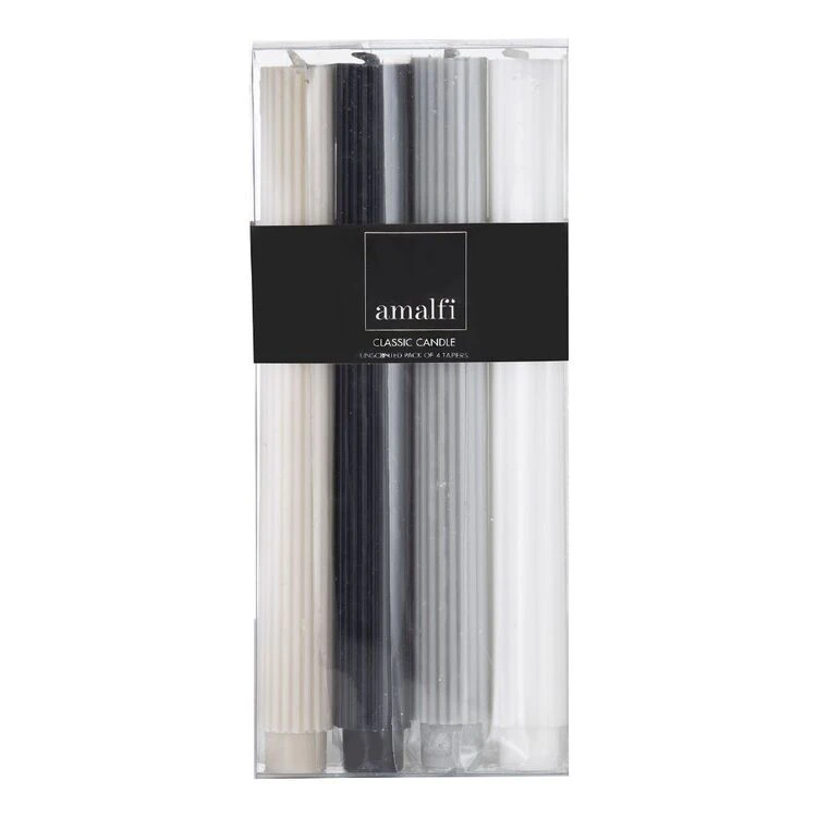 Amalfi Ribbed Dinner Candles Set Of 4 Blue/White/Grey/Taupe 3 Amalfi Ribbed Dinner Candles Set Of 4 Blue/White/Grey/Taupe