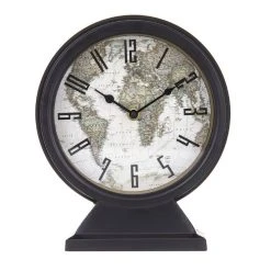 Amalfi World Map Mantel Clock Black/Multi 21.5x7.5x25.5cm