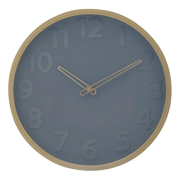 Emporium Hildie Wall Clock 30.5x4.1x30.5cm Blue/Natural 3 Emporium Hildie Wall Clock 30.5x4.1x30.5cm Blue/Natural
