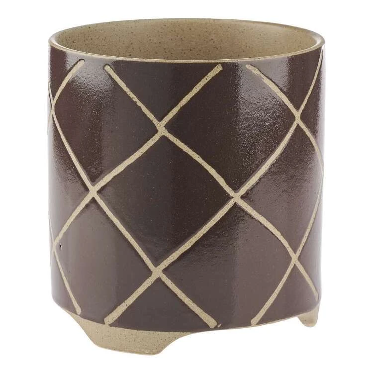 Linen House 24cm Planter Pot Estrada Coffee 3 Linen House 24cm Planter Pot Estrada Coffee