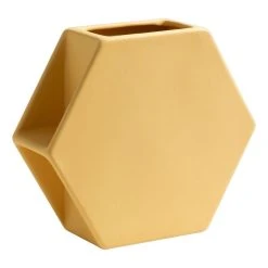 Kas Hex Medium Vase Butter 22.7 X 7.7 X 19.8 Cm