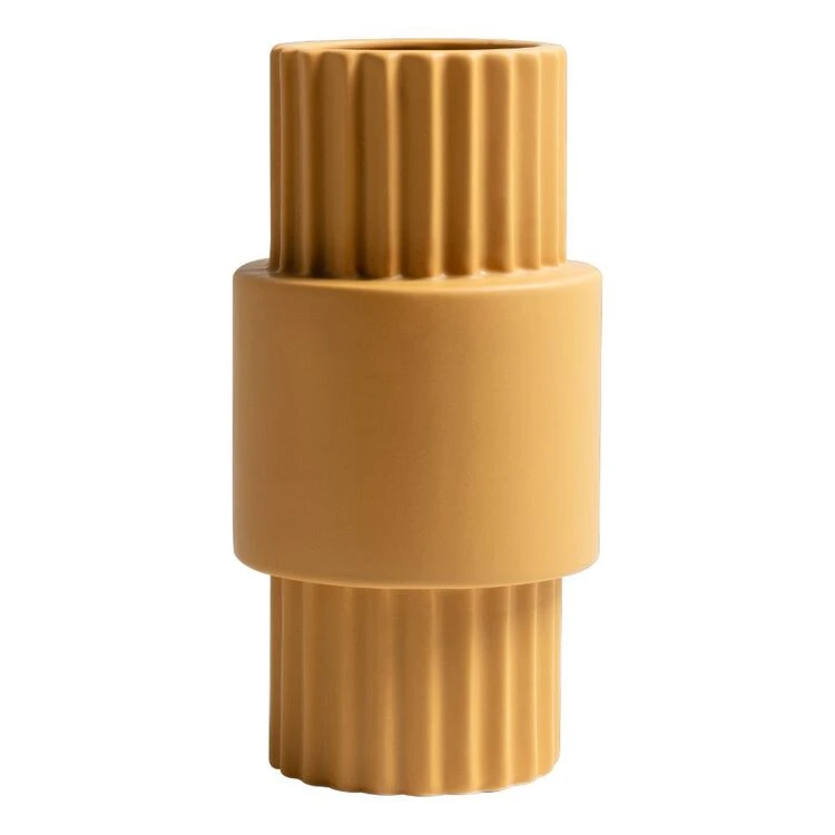 Kas Industry Tall Vase Mustard 15.5 X 15.5 X 30 Cm 3 Kas Industry Tall Vase Mustard 15.5 X 15.5 X 30 Cm