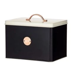 Amalfi Bread Bin With Round Badge 28 X 20.5 X 23cm Black
